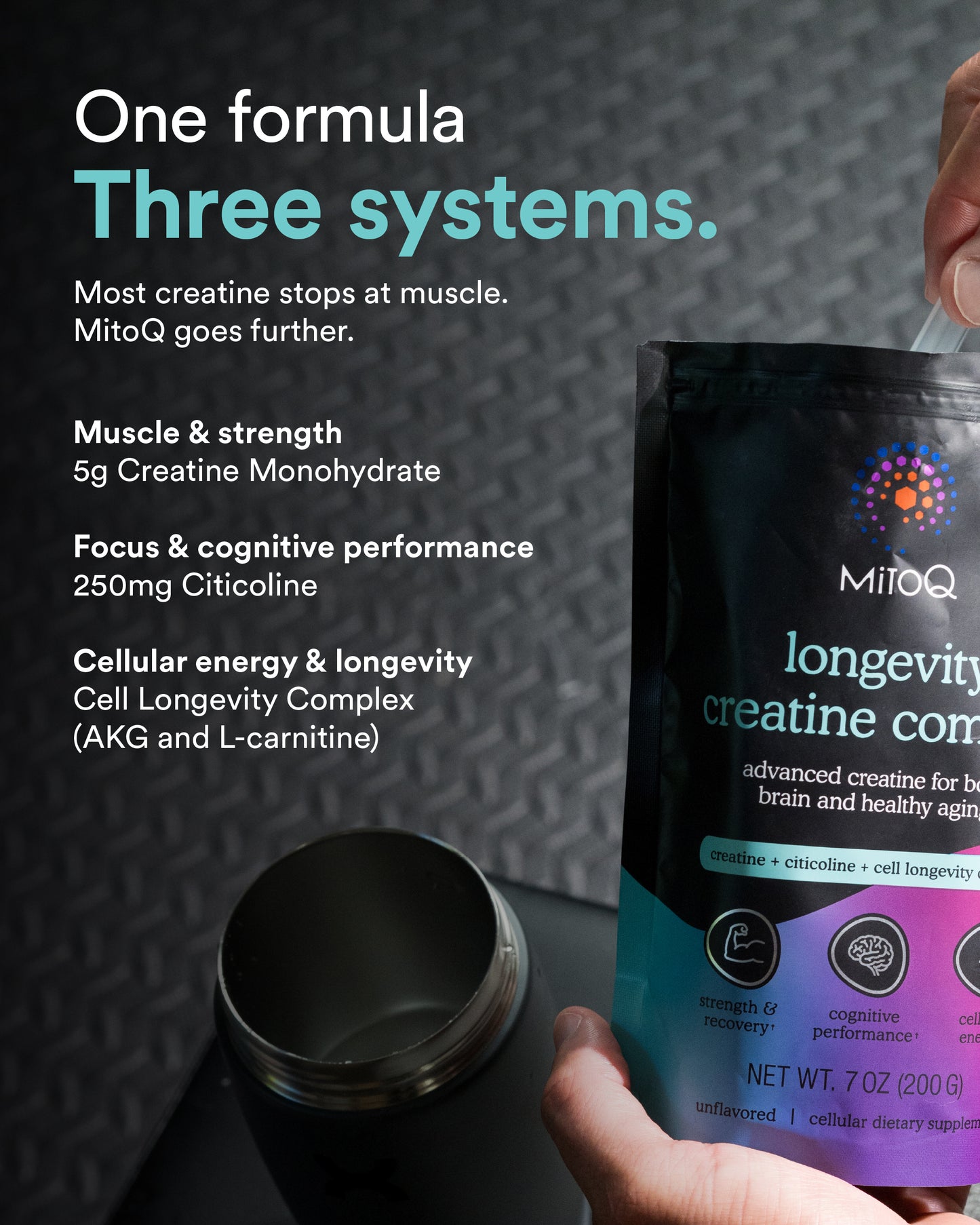 One formula three systems, muscle, brain, cells